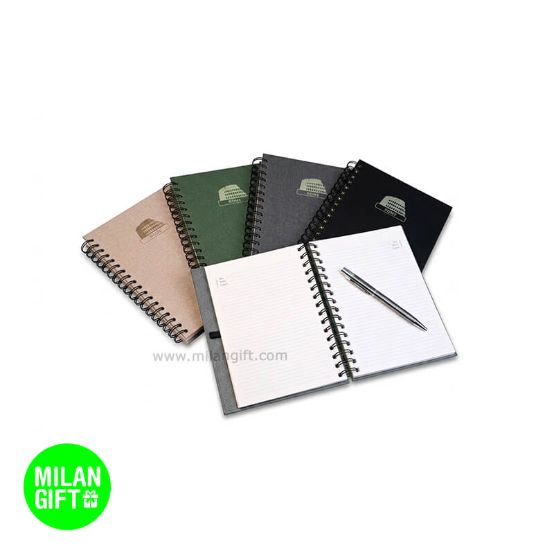 یادداشت سیمین Simin Note فنری با جلد سخت گالینگور در رنگ‌های یشمی، نسکافه‌ای، طوسی و مشکی