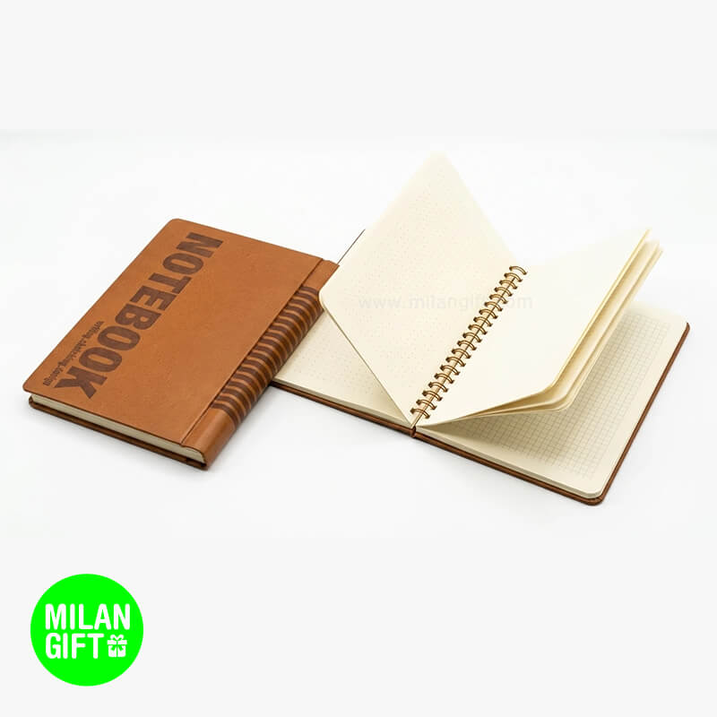 دفتر یادداشت شکوه Shokouh Note با جلد ترمو قهوه‌ای و صحافی فنری دوبل